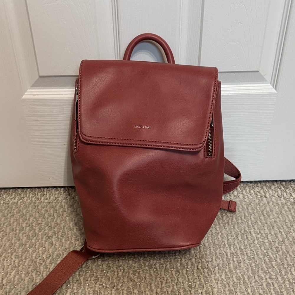 Matt & Nat Deep Red Vegan Leather Backpack